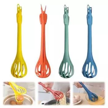 Венчик для взбивания яиц Food Clip 3-в-1 Многофункциональные кухонные щипцы для смешивания и приготовления на гриле Эргономичный дизайн Венчик для смешивания яиц для приготовления пищи зелёный