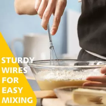 Венчики Leeseph Wire, 5 дюймов, 7 дюймов, 8 дюймов, кухонный мини-венчик и венчик для взбивания яиц из нержавеющей стали для приготовления пищи, смешивания, взбивания и перемешивания
