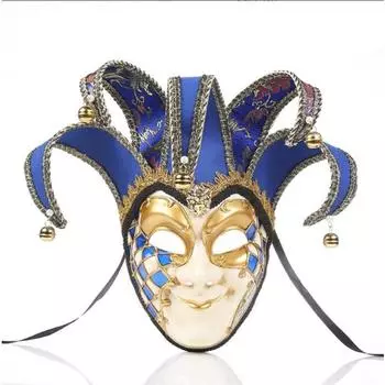 Венецианская маска клоуна, полная маска для лица, карнавальная маскарадная маска на Хэллоуин, украшение стены маковый