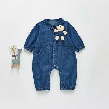 Venese Children Pocket Bear Denim Full Snap Up, размер 90, лучшая детская одежда в Корее