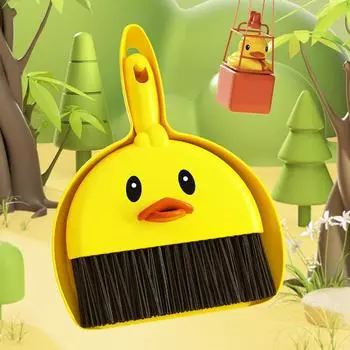 Веник, маленький домашний мини-настольный набор, настольная пыль, мягкие волосы, подметать кровать, чистый подоконник, детский мини-совок для мусора жёлтый