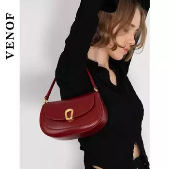 VENOF 2023 сумки подмышки для женщин универсальная сумка из воловьей кожи осень-зима женская сумка через плечо Chill дизайнерская сумка на плечо ONE SIZE красный