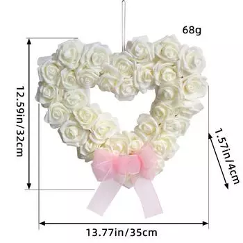 Венок из белых роз на День святого Валентина, романтический венок любви, реквизит для свадебной сцены на открытом воздухе S3-17 White Rose Love Wreath