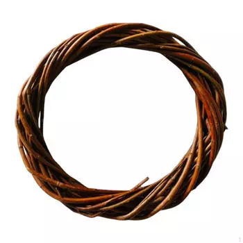 Венок из искусственного ротанга 6 дюймов, круглый, плетеный, подвесной, украшение для поделок на Рождество White