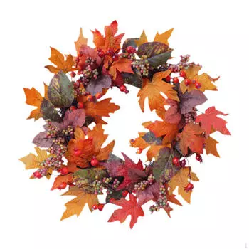 Венок из кленовых листьев на День благодарения для стены входной двери 50 см Креативное украшение Осенний урожай