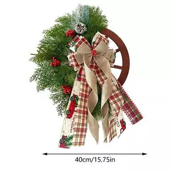 Венок из колес повозки для фермерского дома, рождественский зимний дверной венок, украшение для дома и улицы, подарок на год, рождественское украшение