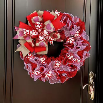 Венок из мешковины на День святого Валентина, украшение для подвесной двери для шкафа