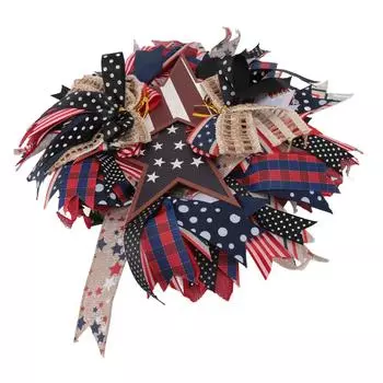 Венок ко Дню независимости, реквизит, шесть бантов, патриотический венок, гирлянда ко Дню памяти, для входной двери
