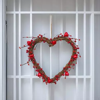 Венок ко Дню святого Валентина 11,81 дюйма в форме сердца, свадебный праздничный декор для окна, валентинки