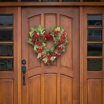 Венок ко Дню святого Валентина, подарок на день Святого Валентина, декор в форме сердца, подвесной для двери