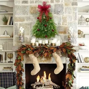 Венок на елку, светящийся сетчатый венок с фактурной отделкой, рождественским шаром и красным бантом