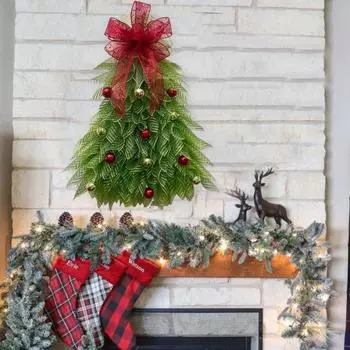 Венок на елку, светящийся, текстурированный сетчатый венок с рождественским шаром и красным