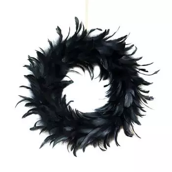 Венок на Хэллоуин Черный венок на дверь для украшения вечеринки на Хэллоуин