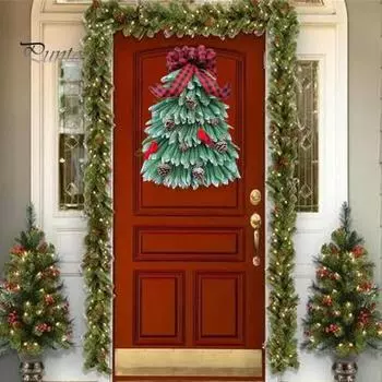 Венок на рождественскую елку, ручная работа, 3D вешалка для венков на елку, большая рождественская елка, цветочная гирлянда на входную дверь с шарами для праздничного декора B