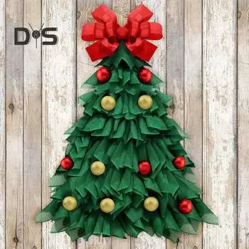 Венок на рождественскую елку, ручная работа, 3D вешалка для венков на елку, большая рождественская елка, цветочная гирлянда на входную дверь с шарами для праздничного декора C