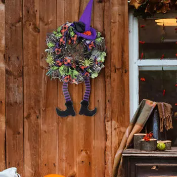 Венок на входную дверь, декоративная настенная подвесная искусственная шляпа ведьмы на Хэллоуин