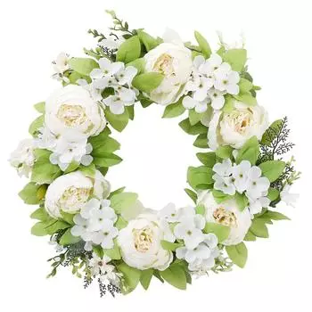 Венок на входную дверь диаметром 15,7 дюйма, искусственные цветы, яркие цвета, настенный цветочный венок для украшения