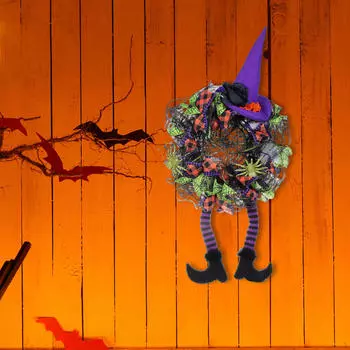 Венок на входную дверь на Хэллоуин с подсветкой, гирлянда на окна и лестницы, искусственные венки