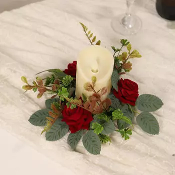 Венок, Осенние свечные кольца, Цветочные композиции, Украшения, Подставка для столба, Рождество Style B