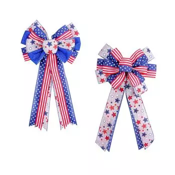 Венок с американским флагом, бант, подвесное украшение на 4 июля, патриотический бант для венка, бант для входной двери, на День независимости фермерского дома