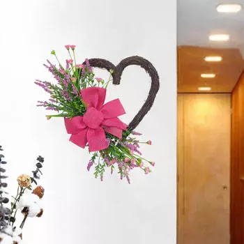 Венок в форме сердца ко Дню святого Валентина, настенный декор, элегантный, как живой, для входной двери, цветок