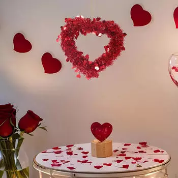 Венок в форме сердца на День святого Валентина, декоративный фон, украшение для двери, искусственная гирлянда Red M
