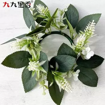 Венок в стиле американской весны Венок со свечами Венок из эвкалипта Венок из листьев эвкалипта Кокосовый фрукт Обеденный стол Подсвечник Венок