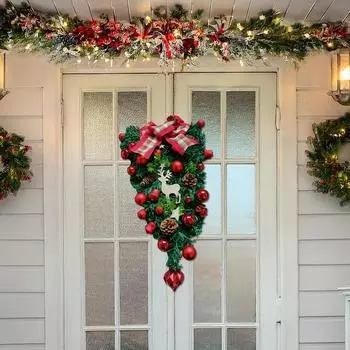 Венок, венок из искусственных цветов, дверное украшение, фестивальный реквизит, подвесное оконное настенное украшение(50см) One Size