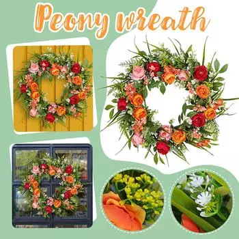 Венок, венок из искусственных цветов, дверное украшение, фестивальный реквизит, подвесное оконное настенное украшение One Size