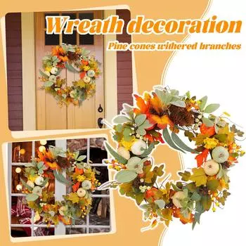 Венок, венок из листьев, дверное украшение, праздничный реквизит, подвесное оконное настенное украшение One Size