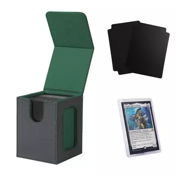 Venssu Deck Case Чехол для коллекционных карточек с окном для карточек, 100 штук, совместимый с двойными и тройными рукавами, вертикальный чехол с 2 разделителями и 1 верхней загрузкой