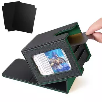 Venssu Deck Case Чехол для коллекционных карточек с окном для карточек, 100 штук, совместимый с двойными и тройными рукавами, вертикальный чехол с 2 разделителями и 1 верхней загрузкой