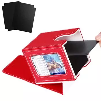Venssu Deck Case Коллекционный карточный футляр с окном для карточек 100 карточек, совместимых с двойными и тройными рукавами Вертикальный футляр с 2 разделителями и 1 верхним слоем