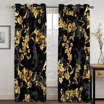 ventana, marcas barrocas de oro negro, barato, 2 piezas curtains for living room luxury blackout curtains for the bedroom 50W130H(CM) 2PCS