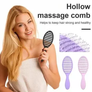 Вентилируемая щетка для волос, портативная антистатическая, тонкая, густая, вьющаяся, длинная, влажная, сушка феном, щетка-лопатка для женщин и девочек, массаж кожи головы, укладка волос, расческа фиолетовый
