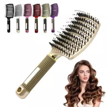 Вентилируемая щетка для волос, портативная антистатическая, тонкая, густая, вьющаяся, длинная, влажная, сухая, плоская щетка для женщин и девочек, массаж кожи головы, укладка волос, распутывание, расческа чёрный