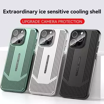 Вентилируемый ледяной охлаждающий теплоотводящий чехол для задней панели iPhone 16 Pro Max 16plus Защита камеры Ударопрочный чехол для iPhone16pro for iPhone 16 чёрный