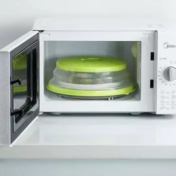 Вентилируемый складной брызговик для микроволновой печи с удобной ручкой - можно мыть в посудомоечной машине Пищевой фильтр для приготовления еды и кухонных принадлежностей серый