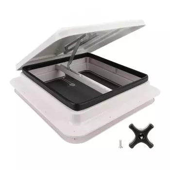 Вентиляционное отверстие на крыше автодома 13,39x13,39 дюймов, белая крышка для вентиляции потолка автодома с экраном и опорным стержнем для T