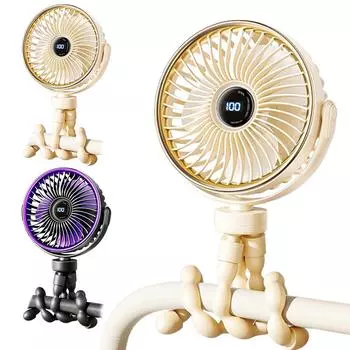 Вентилятор для детской коляски с гибким штативом, мини-вентилятор Octopus с регулируемой степенью зарядки, настольный вентилятор для офиса, автомобиля белый