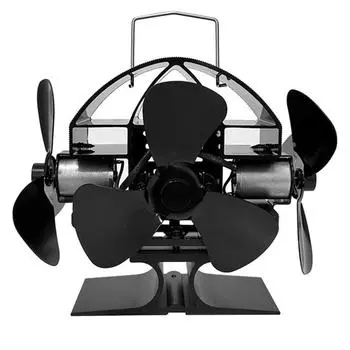 Вентилятор для камина Трехголовый вентилятор для камина Отопление дома Алюминиевый сплав Черный цвет Компактный размер Эффективное распределение тепла CHINA