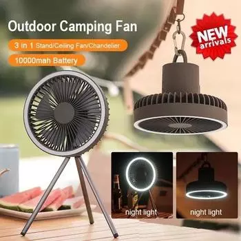 Вентилятор для кемпинга, перезаряжаемый настольный портативный циркулятор, беспроводной потолочный электрический вентилятор с аккумулятором, светодиодное освещение No light белый