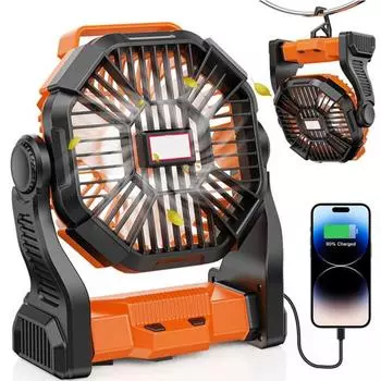 Вентилятор для кемпинга со светодиодной подсветкой. Сильная скорость ветра. Регулируемая ручка. Персональный перезаряжаемый портативный уличный вентилятор с батарейным питанием.