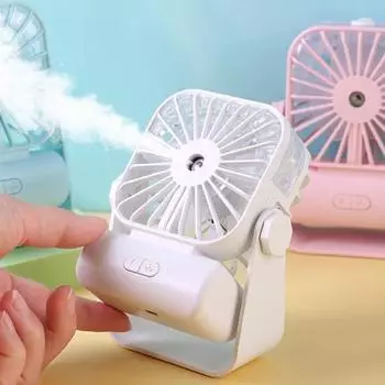 Вентилятор для распыления тумана с 3 скоростями ветра 2 режима распыления Мощный воздушный поток Низкий уровень шума Перезаряжаемый Компактный настольный вентилятор Небольшой настольный вентилятор небесно-голубой