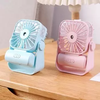 Вентилятор для распыления тумана с 3 скоростями ветра 2 режима распыления Мощный воздушный поток Низкий уровень шума Перезаряжаемый Компактный настольный вентилятор Небольшой настольный вентилятор небесно-голубой