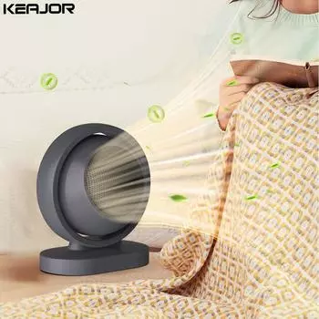 Вентилятор горячего воздуха, электрический обогреватель, воздухонагреватель, мини-настольный вентилятор, портативный зимний обогреватель для дома, спальни, офиса EU Plug 220V чёрный