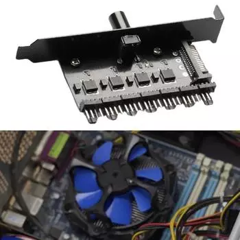 Вентилятор компьютера Контроллер скорости материнской платы Теплоотдача Корпус компьютера SATA 4Pin Быстрый охлаждающий вентилятор Контроллер температуры чёрный