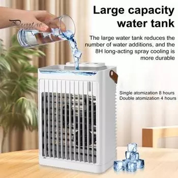 Вентилятор кондиционера 3-в-1 Настольный увлажнитель воздуха Цветной световой дизайн 5 настроек скорости Низкий уровень шума Бак на 680 мл Мини-кондиционер Туманообразователь