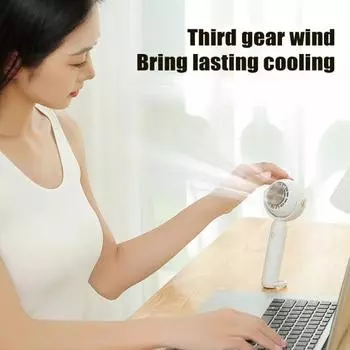 Вентилятор кондиционера Мощный ручной вентилятор с 3 скоростями Низкий уровень шума Перезаряжаемый портативный небольшой вентилятор с батарейным питанием зелёный
