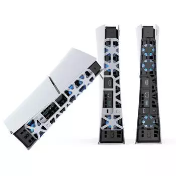 Вентилятор охлаждения для игровой консоли PS5 Slim, 1100 об/мин, задний вентилятор охлаждения со светодиодной подсветкой и 3 вентиляторами для игровой консоли Playstation5 Slim чёрный